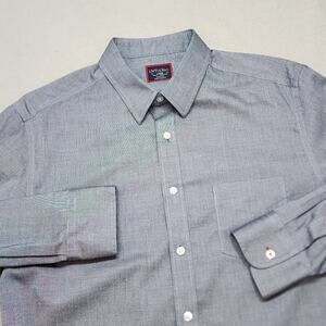 UNTUCKit Button Up Shirt Mens Large Gray Slim‎ Fit Cotton Wrinkle Free Preppy